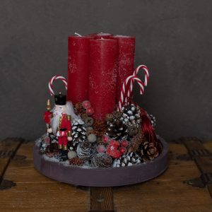 Adventi Fa Tálcás Asztal Dísz